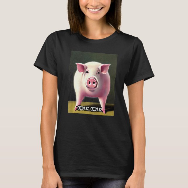 Cute Gris Piggie Oink Oink 30 T Shirt (Framsida)