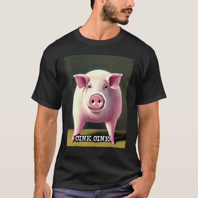 Cute Gris Piggie Oink Oink 30 T Shirt (Framsida)