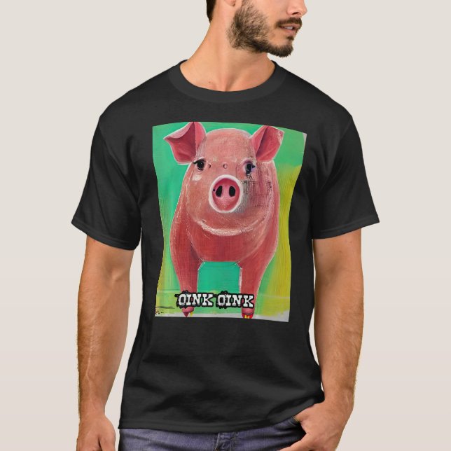 Cute Gris Piggie Oink Oink 32 T Shirt (Framsida)