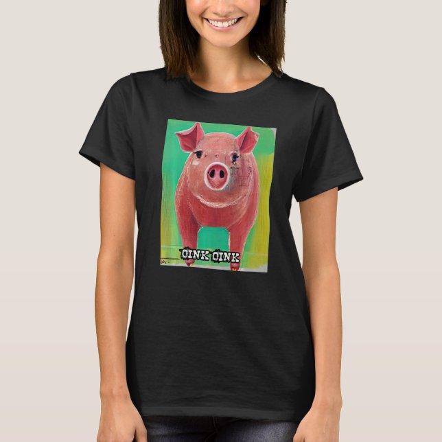 Cute Gris Piggie Oink Oink 32 T Shirt (Framsida)