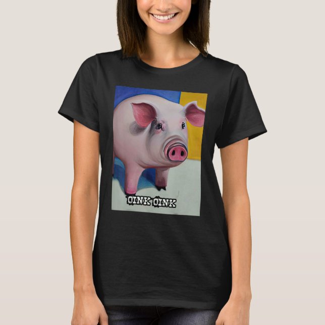 Cute Gris Piggie Oink Oink 45 T Shirt (Framsida)