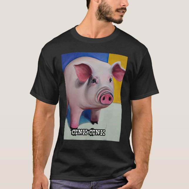 Cute Gris Piggie Oink Oink 45 T Shirt (Framsida)
