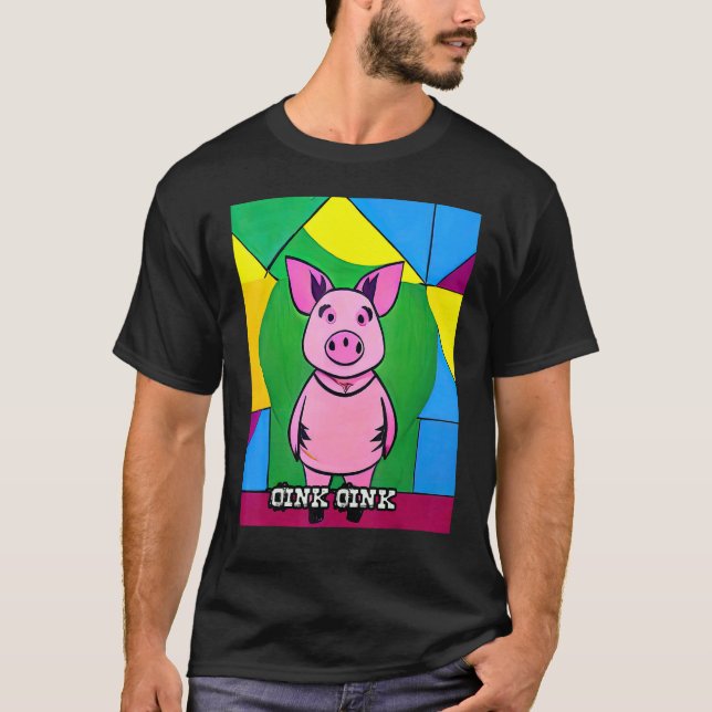 Cute Gris Piggie Oink Oink 46 T Shirt (Framsida)