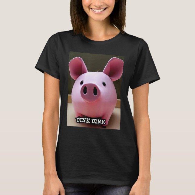 Cute Gris Piggie Oink Oink 59 T Shirt (Framsida)