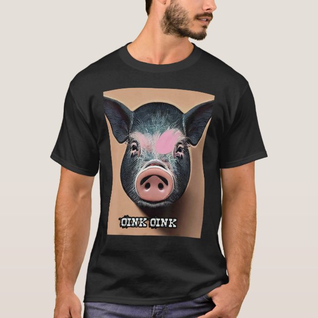 Cute Gris Piggie Oink Oink 60 T Shirt (Framsida)