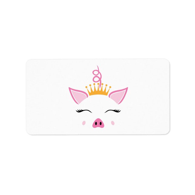 Cute Gris Princess med Krona på Returadress Adressetikett (Framsidan)