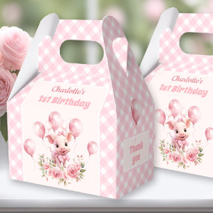 Cute Gris Rosa Farm 1:a födelsedag Presentaskar