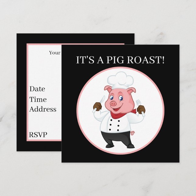 Cute gris rostat party inbjudningar (Fram/baksida)