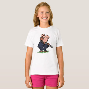 Cute Gris spelar flute tecknad välj tillbaka fär T Shirt