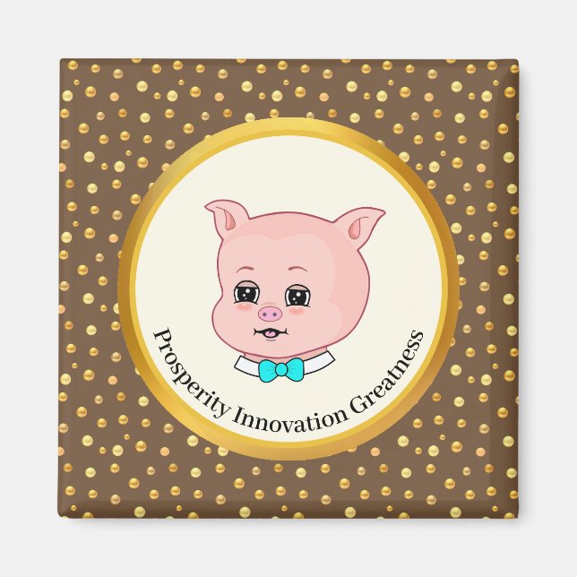 Cute Gris Tecknad Magnet (Framsidan)