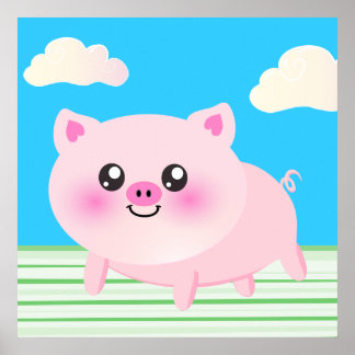 Cute gris tecknad poster