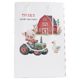 Cute Gris Tractor Farm Animal Födelsedagsfest