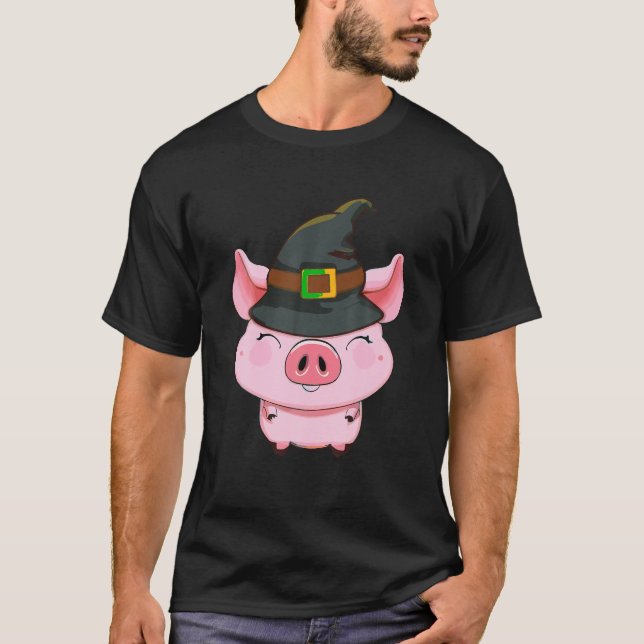 Cute Gris Witch Hat Pumpkin Farm Costume Halloween T Shirt (Framsida)