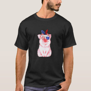 Cute Grisar 4:e juli USA flagga USA Piggy Jo T Shirt