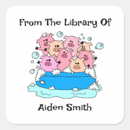 Cute Grisar bokmärke Fyrkantigt Klistermärke