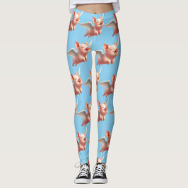 Cute Grisar flyger blissully i Sunny Blå himmel Leggings