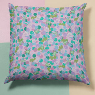Cute groda art dekorativ kudde med rosa bakgrund