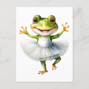 Cute groda ballerina dansballet. helg vykort