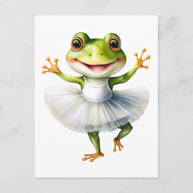Cute groda ballerina dansballet. helg vykort (Framsida)