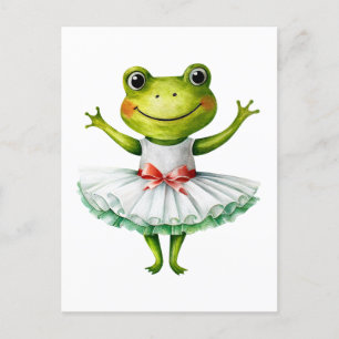 Cute groda ballerina dansballet. helg vykort