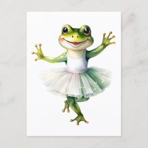 Cute groda ballerina dansballet. helg vykort
