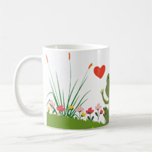 Cute groda-kaffe/te-mugg med hjärta och blommor kaffemugg