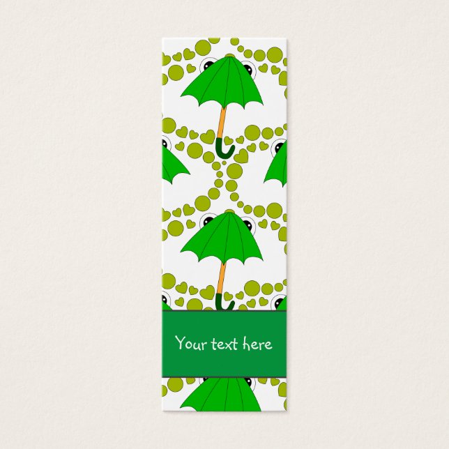 Cute groda paraply eart och dot Bookmark Litet Visitkort (Framsidan)