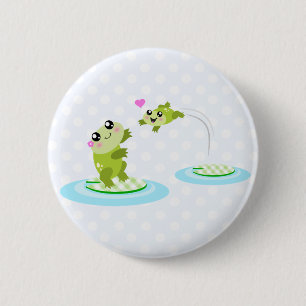 Cute grodor - kawaii mamma och baby grog tecknad knapp
