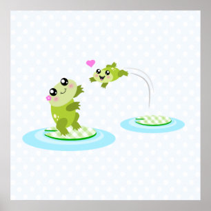 Cute grodor - kawaii mor och baby groda poster