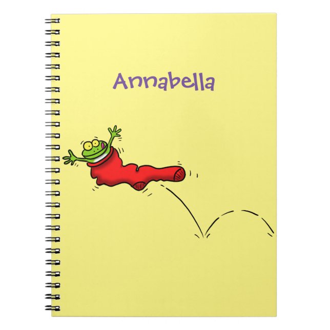 Cute grog i en röd sockhoppande tecknad anteckningsbok (Framsidan)