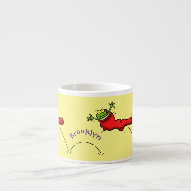 Cute grog i en röd sockhoppande tecknad espressomugg (Framsidan)