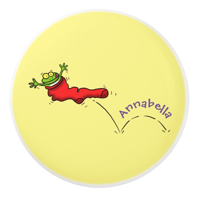 Cute grog i en röd sockhoppande tecknad knopp (Framsidan)