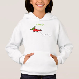 Cute grog i en röd sockhoppande tecknad t shirt