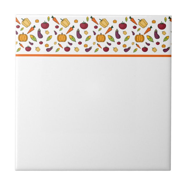 Cute-grönsaker mönster kakelplatta (Framsidan)