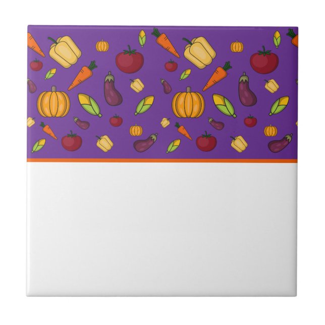 Cute-grönsaker mönster kakelplatta (Framsidan)