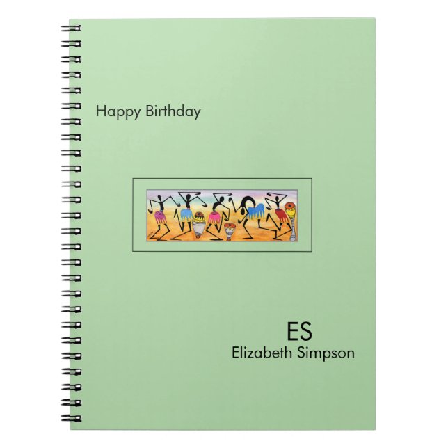 Cute grönt, African Art, Break Dance Anteckningsbok (Framsidan)