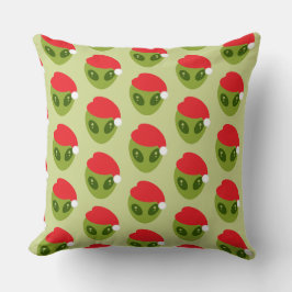 Cute Grönt Alien i Santa Hat Mönster Kudde