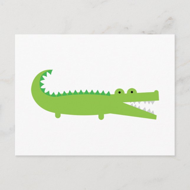 Cute Grönt Alligator Vykort (Framsida)