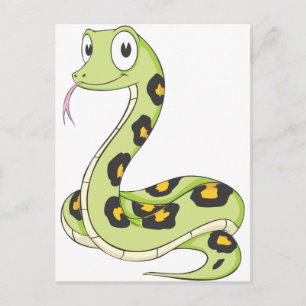 Cute Grönt Anaconda Snake Tecknad Vykort