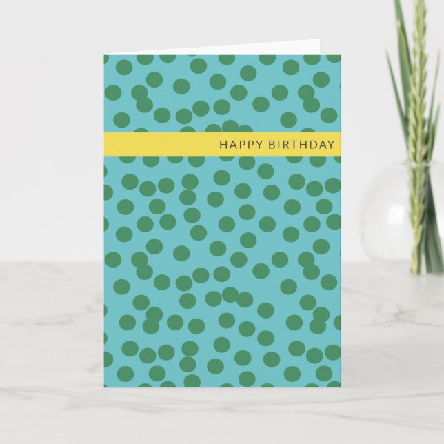 Cute Grönt and Blue Abstrakt Dots Birthday Kort (Framsida)