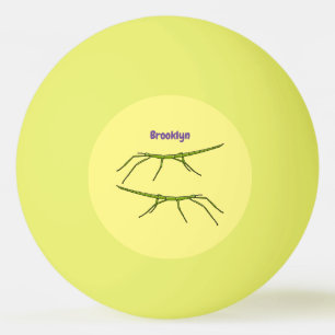 Cute grönt är insekter med lycklig ansikte tecknad pingisboll