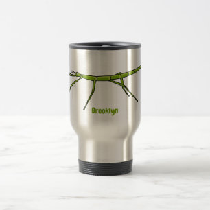 Cute grönt är insekter med lycklig ansikte tecknad resemugg