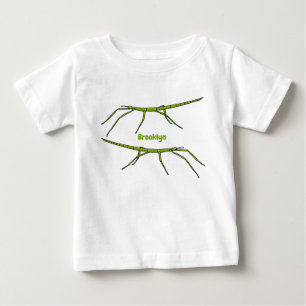 Cute grönt är insekter med lycklig ansikte tecknad t shirt