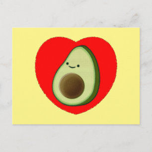 Cute Grönt Avocado Tecknad i Anpassningsbar av röt Vykort