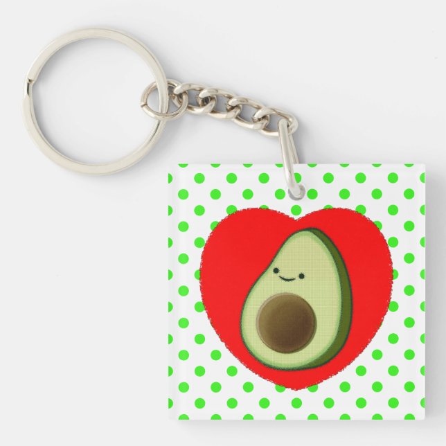Cute Grönt Avocado Tecknad i rött hjärta (Framsidan)