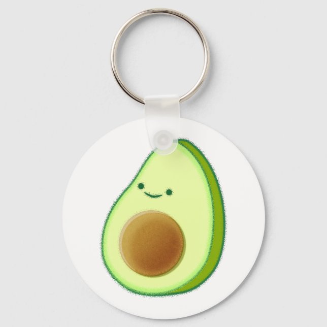 Cute Grönt Avocado Teckning Nyckelring (Framsida)