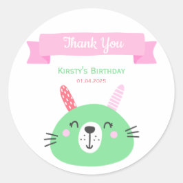 Cute Grönt Baby Bunny | BARNS FÖDELSEDAG | TACK Runt Klistermärke