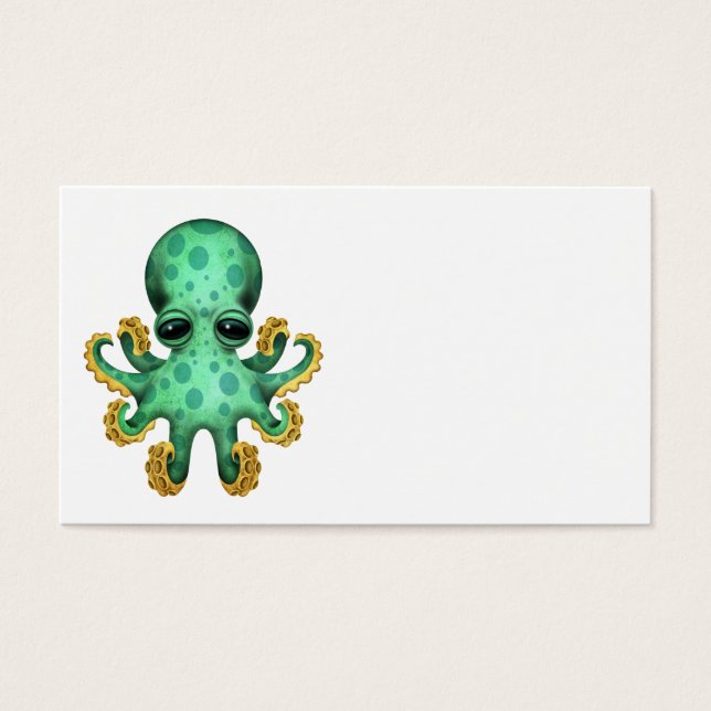 Cute Grönt Baby Octopus Visitkort (Framsidan)