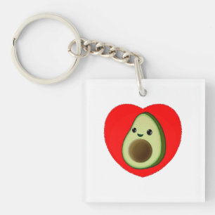 Cute Grönt Baby Tecknad Avocado i rött hjärta