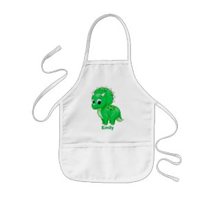 Cute Grönt Baby Triceratops Dinosaur Barnförkläde